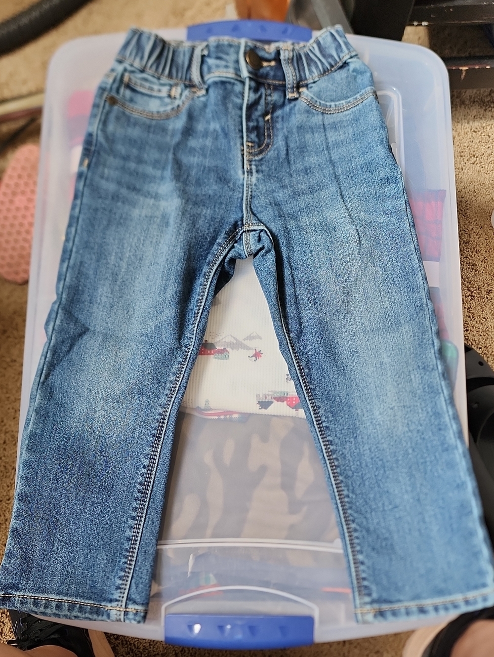 Nwot 3T Old Navy Classic Blue Toddler Boy Pull-on Jeans - Elastic Waist